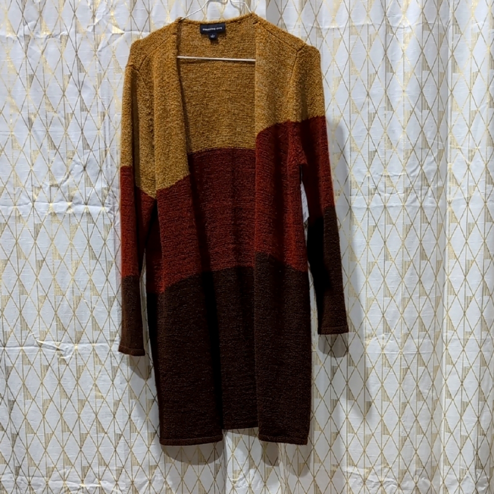 Colorblock Open Front Cardigan